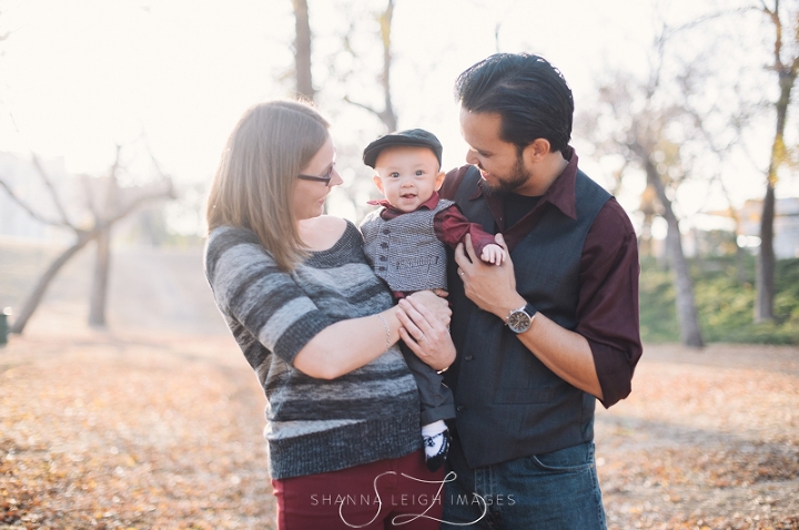 A family photo session with a mother, father, and baby son in Fort Worth, Texas.