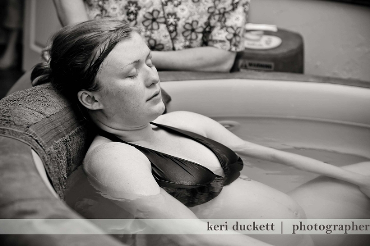 relaxing between contractions during my water birth at gentle beginnings birth center.
