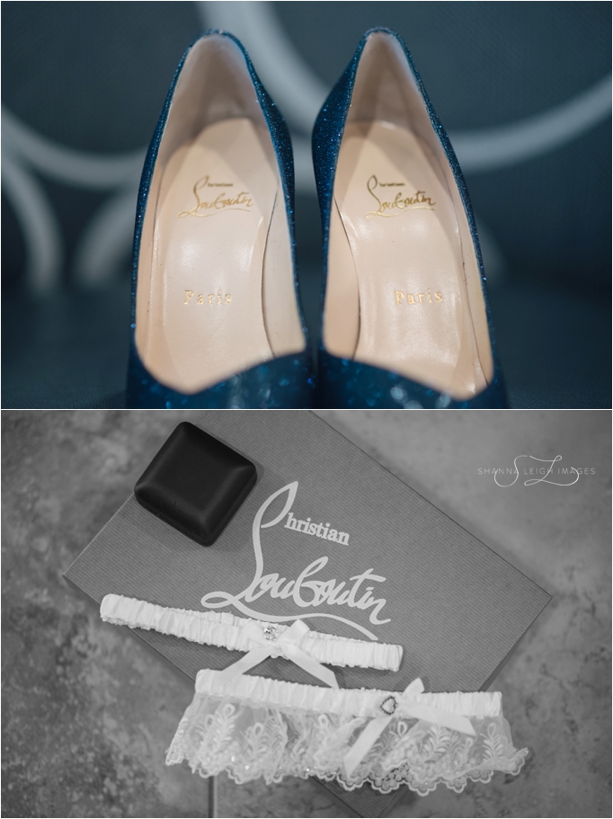 Rachel's something blue was a stunning pair of sparkly navy blue Christian Louboutin pumps for her gorgeous outdoor wedding at the Japanese Gardens at the Fort Worth Botanical Gardens.