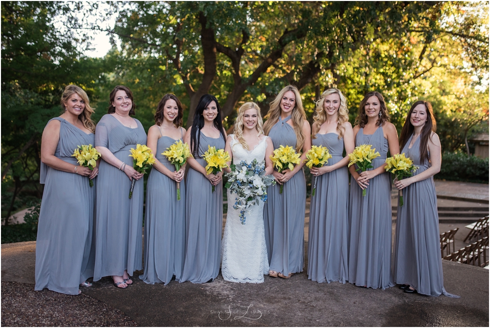 Rachel and her bridesmaids sure knew how to take some fun relaxed bridal party photos for her gorgeous outdoor wedding at the Japanese Gardens at the Fort Worth Botanical Gardens.