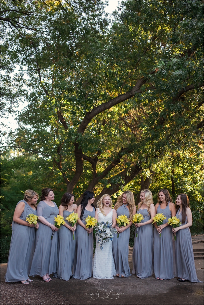 Rachel and her bridesmaids sure knew how to take some fun relaxed bridal party photos for her gorgeous outdoor wedding at the Japanese Gardens at the Fort Worth Botanical Gardens.